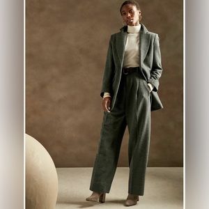 Banana Republic High-Rise Wide-Leg Italian Herringbone Pants